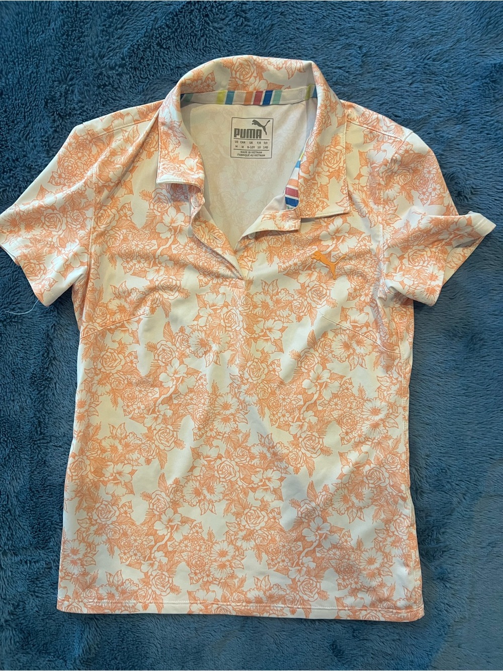 PUMA girls Peach Floral Polo Top